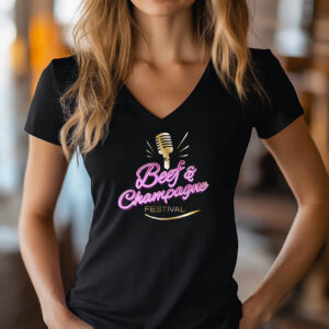 V-Neck Shirt - Beef & Champagne Festival (Damen)